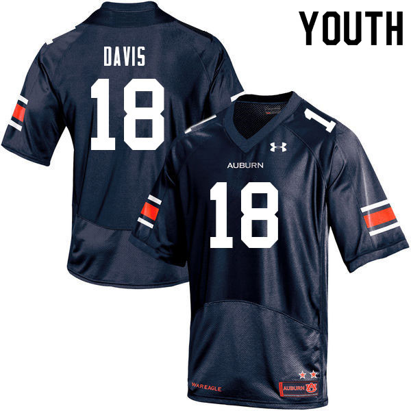 Youth Auburn Tigers #18 Dematrius Davis Navy 2021 College Stitched Football Jersey